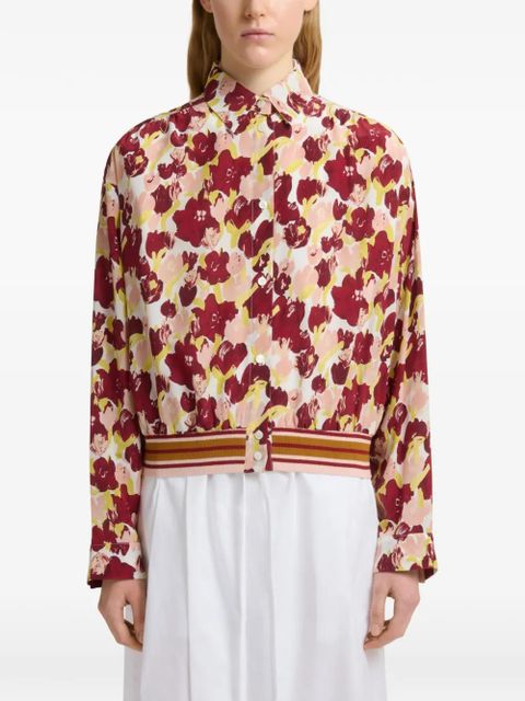 Marni floral striped silk shirt - Red