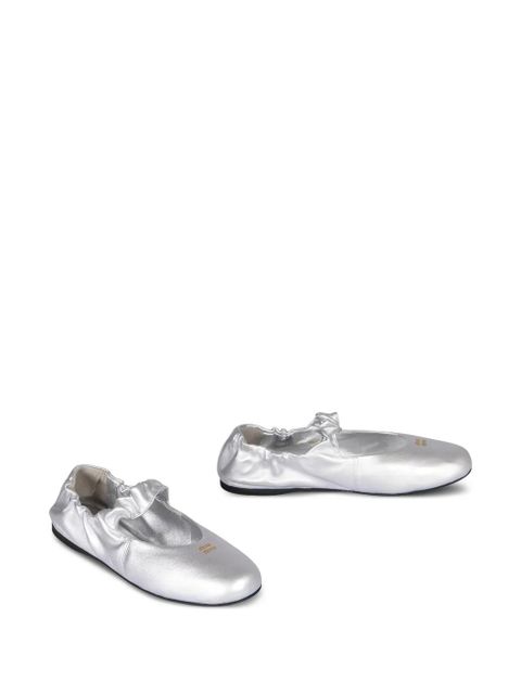 Miu Miu ruffled nappa ballet flats - Silver - zdjęcie produktu nr 2