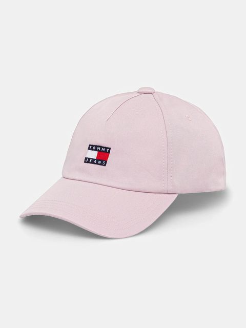 Tommy Jeans czapka z daszkiem bawełniana kolor różowy z aplikacją AW0AW16991 - zdjęcie produktu nr 1