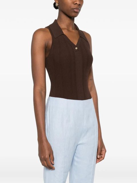 SANDRO polo-collar bodysuit - Brown