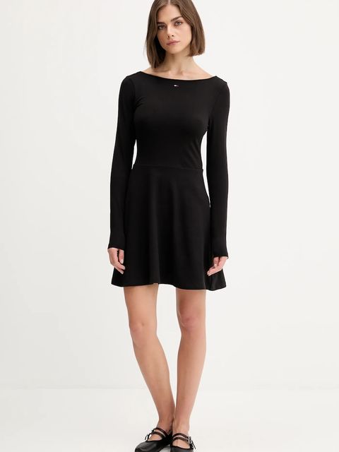 Tommy Jeans sukienka kolor czarny mini rozkloszowana DW0DW21745 - zdjęcie produktu nr 2