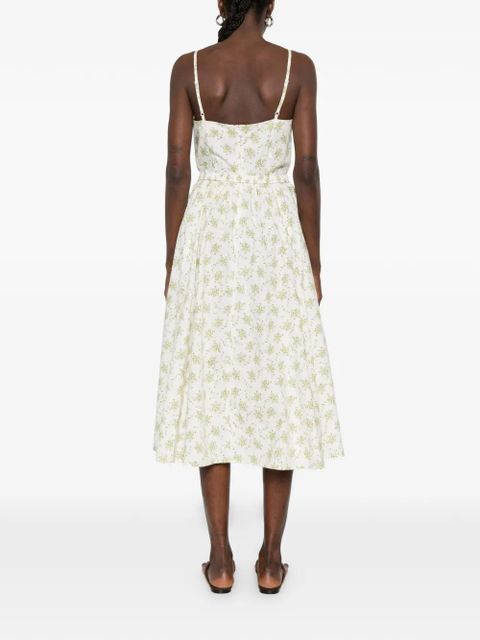SANDRO Lucette floral-print spaghetti-strap midi dress - Neutrals