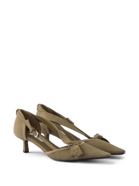Prada point-toe canvas heeled pumps - Green - zdjęcie produktu nr 2