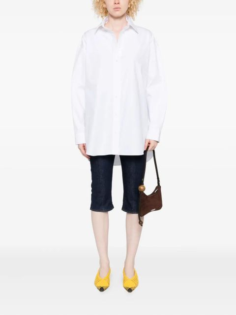 Jacquemus long-sleeve curved-hem shirt - White