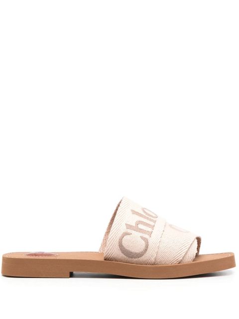 Chloé logo-embroidered slip-on sandals - Neutrals - zdjęcie produktu nr 1