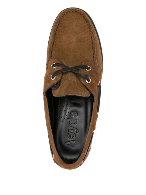Aeyde suede lace-up boat shoes - Brown