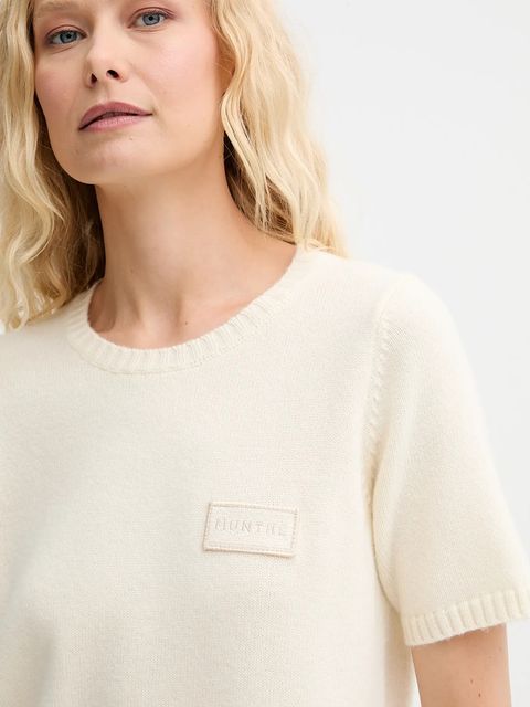 MUNTHE sweter wełniany PANTAS damski kolor beżowy 252160425270