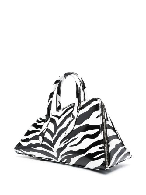 The Attico 24H zebra print leather tote bag - Black
