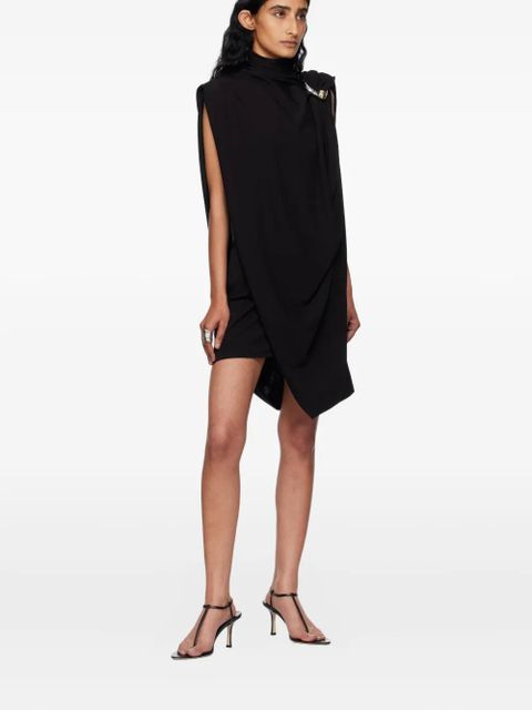 Jean Paul Gaultier draped stand-collar asymmetrical dress - Black