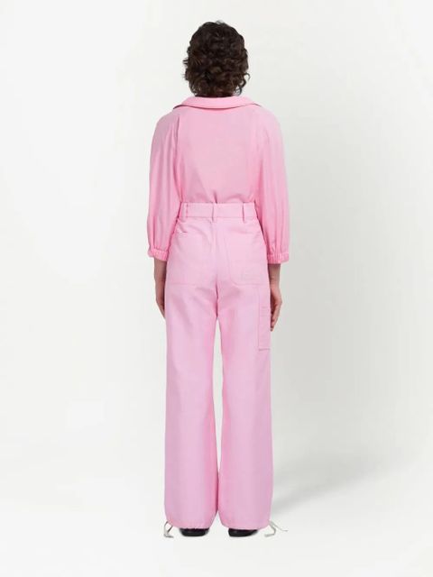 Marni embroidered-logo straight-leg trousers - White