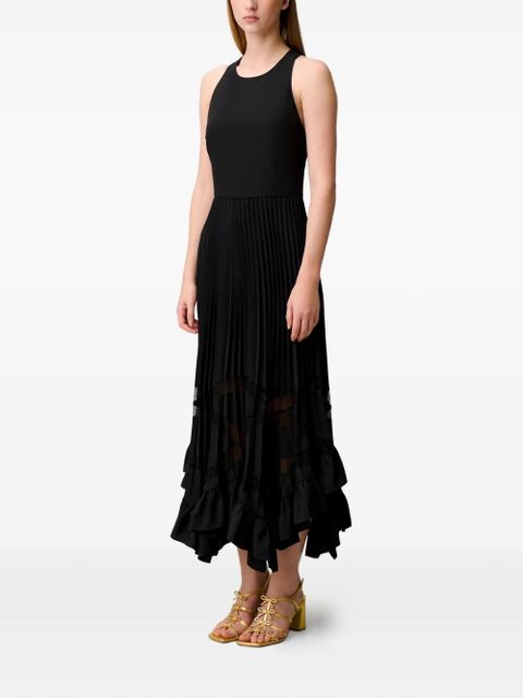 Claudie Pierlot pleated ruffled-hem dress - Black