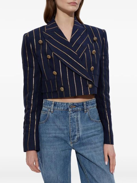Vivienne Westwood pinstripe-button crop jacket - Blue