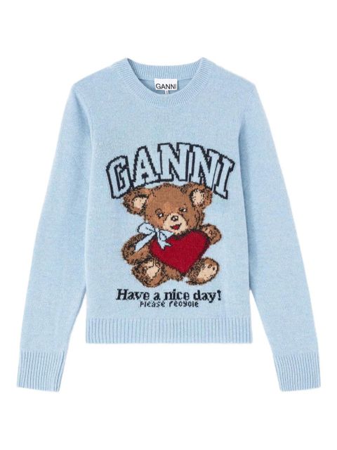 GANNI teddy graphic sweater - Blue - zdjęcie produktu nr 1