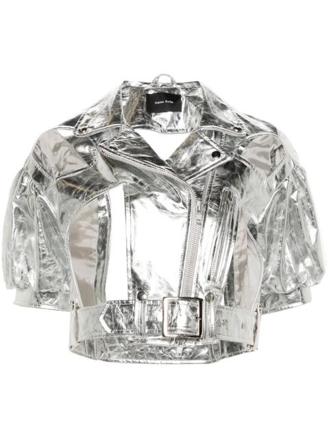 Simone Rocha cut-out leather biker jacket - Silver - zdjęcie produktu nr 1