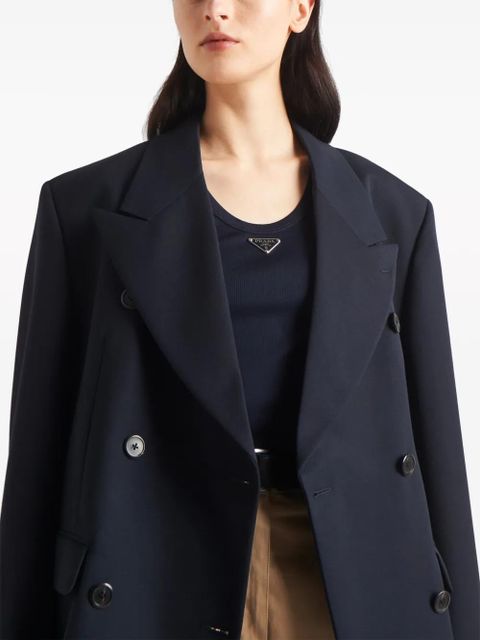 Prada enamel-triangle cotton top - Blue