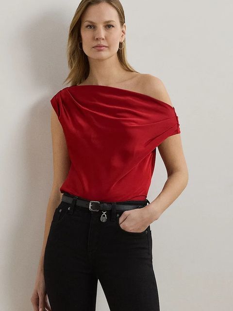 Lauren Ralph Lauren bluzka damska kolor czerwony gładka 200951231 - zdjęcie produktu nr 1