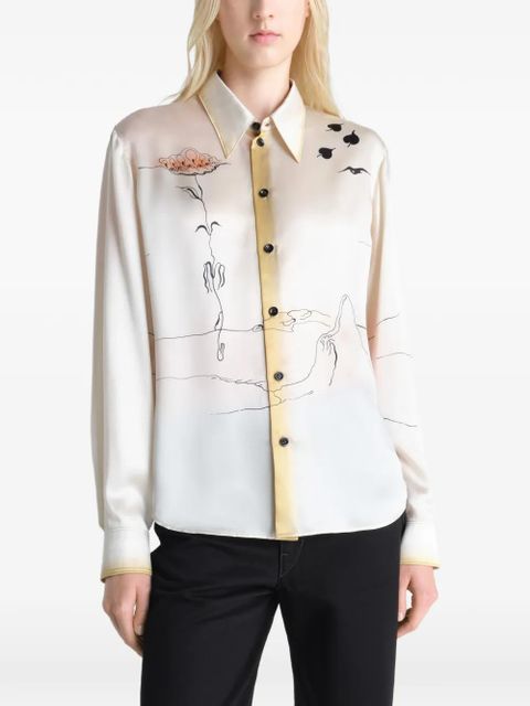 LEMAIRE pointed-collar landscape shirt - Neutrals