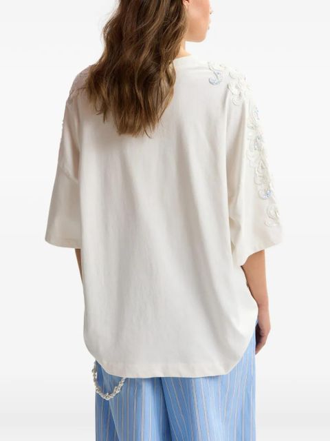 Essentiel Antwerp sequin-embellished bead-embellished T-shirt - White