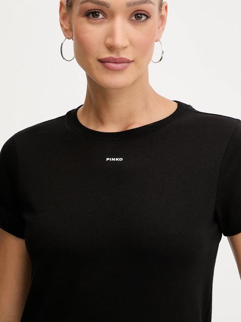 Pinko t-shirt bawełniany damski kolor czarny 100373 A2RE