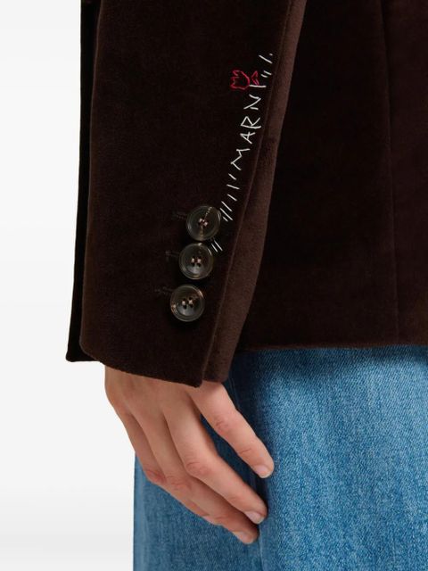 Marni velvet calf-hair collar blazer - Brown