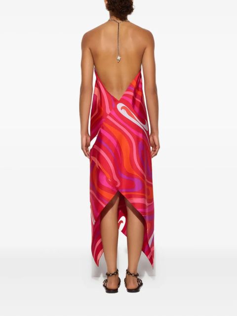PUCCI Marmo-print halterneck dress - Red