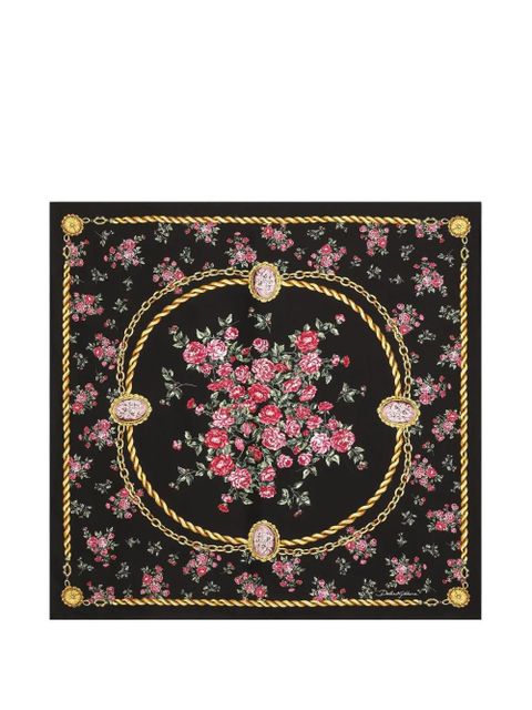 Dolce & Gabbana chain floral scarf - Black - zdjęcie produktu nr 1