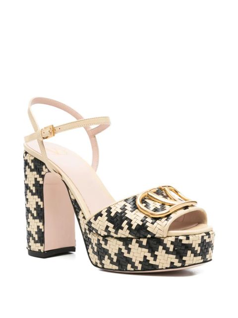 Valentino Garavani 115mm houndstooth platform heeled sandals - Neutrals - zdjęcie produktu nr 2