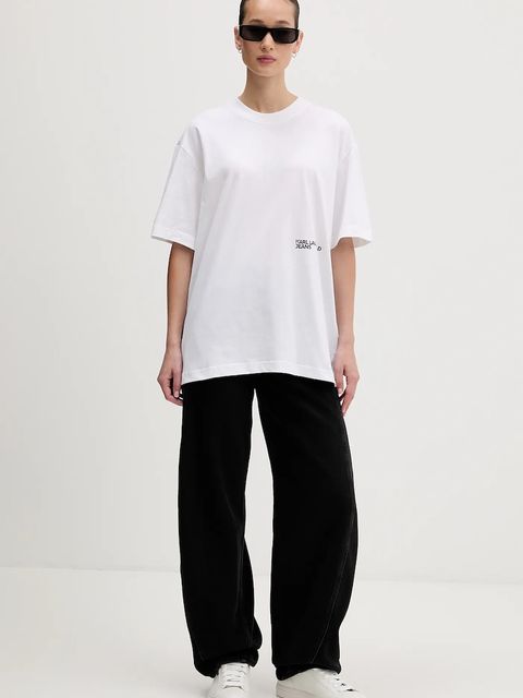 Karl Lagerfeld Jeans t-shirt bawełniany damski kolor biały B1W17059