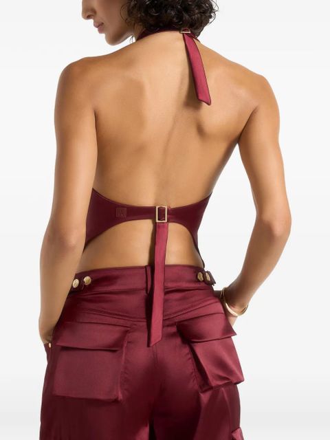 Manière De Voir Claudette halterneck zip-fastening corset top - Red