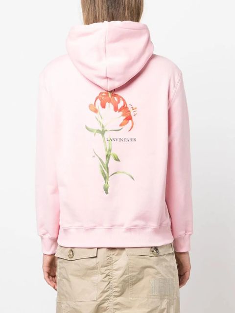 Lanvin rabbit-embroidered drawstring hoodie - Pink