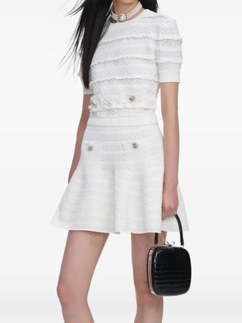 Self-Portrait jewel-button pointelle-knit top - White - zdjęcie produktu nr 2