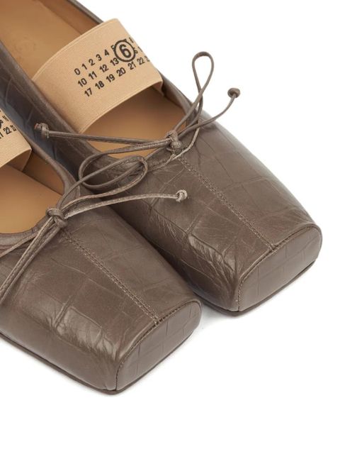 MM6 Maison Margiela crocodile-embossed ballet flats - Brown - zdjęcie produktu nr 2