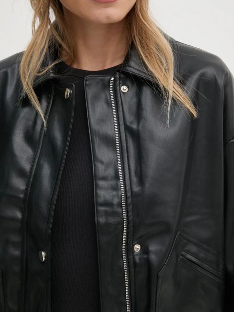 Answear.LAB kurtka damska kolor czarny przejściowa oversize