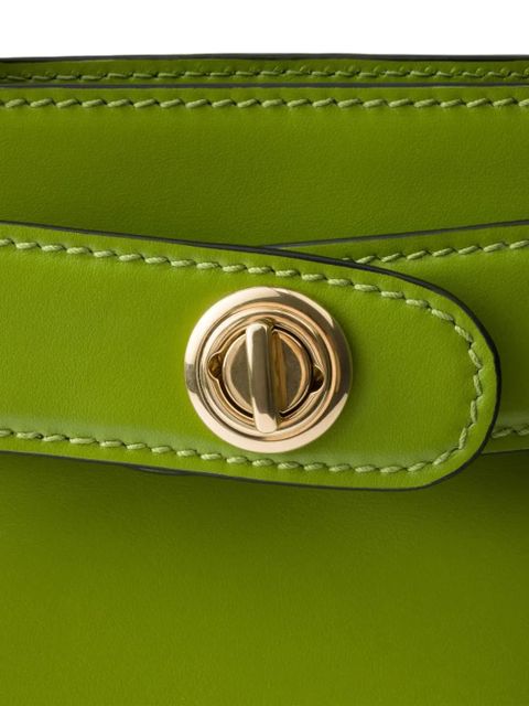 Prada logo-stamp leather tote bag - Green
