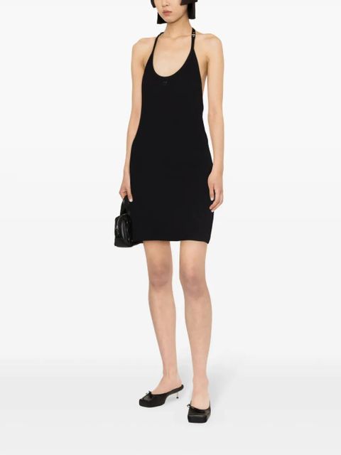 Courrèges Holistic Buckle 90's logo-patch minidress - Black