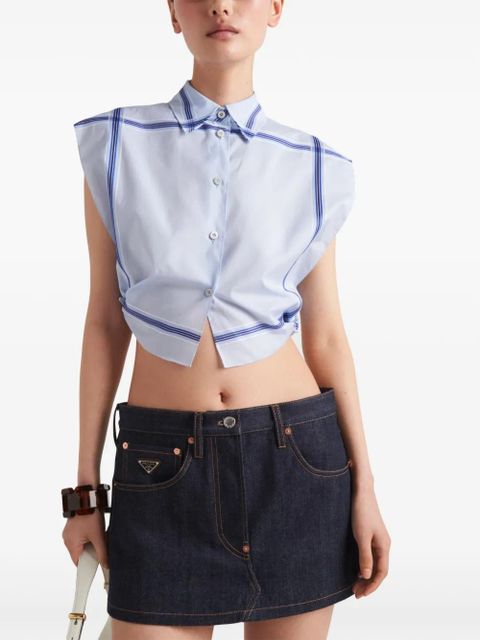 Prada triangle-logo denim miniskirt - Blue