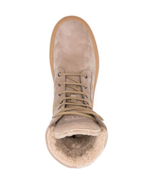 Tod's logo-debossed combat boots - Neutrals