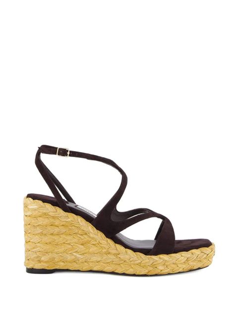 Jimmy Choo Ayla raffia wedged sandals - Brown - zdjęcie produktu nr 1