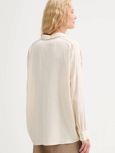 Sessun koszula damska kolor beżowy relaxed z kołnierzykiem klasycznym 23110031