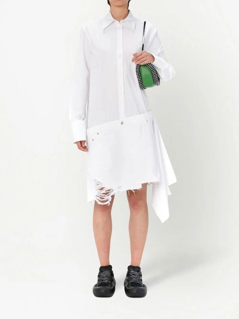 JW Anderson distressed-finish asymmetric shirtdress - White - zdjęcie produktu nr 2