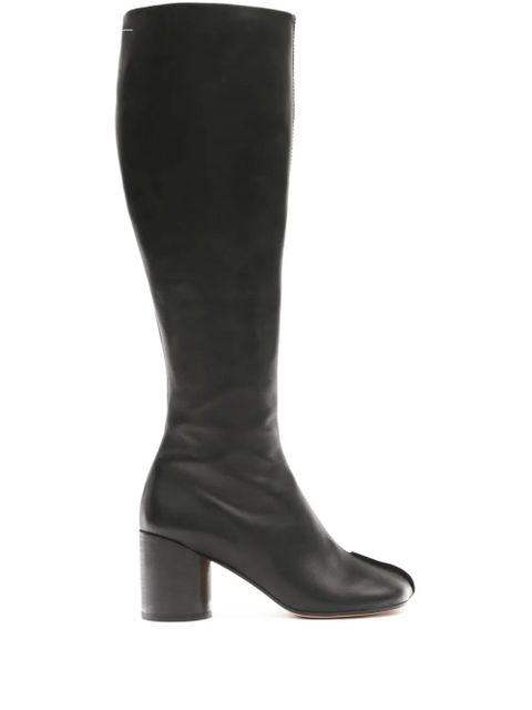 MM6 Maison Margiela knee-high leather boots - Black - zdjęcie produktu nr 1