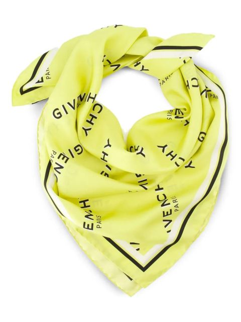 Givenchy logo-print silk scarf - Yellow