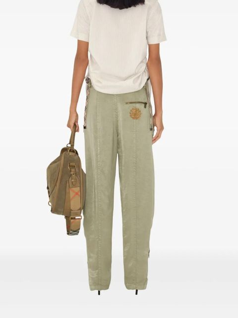 Burberry crest-embroidered trousers - Green