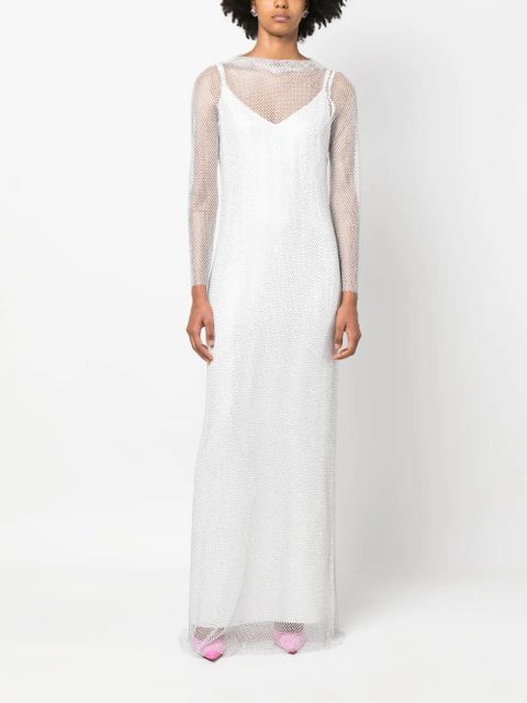 Max Mara rhinestone-mesh layered maxi dress - White - zdjęcie produktu nr 2