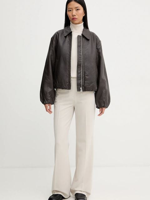 Marc O'Polo kurtka skórzana kolor brązowy przejściowa 5000007903