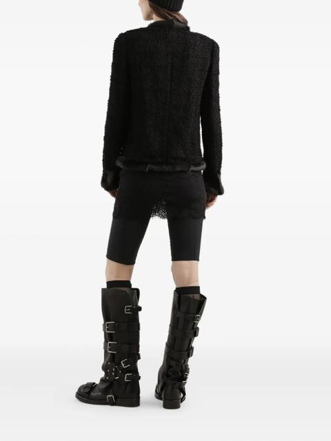 Dolce & Gabbana fur-trimmed tweed jacket - Black