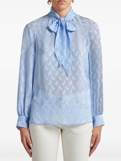 ETRO paisley-jacquard silk blouse - Blue - zdjęcie produktu nr 2