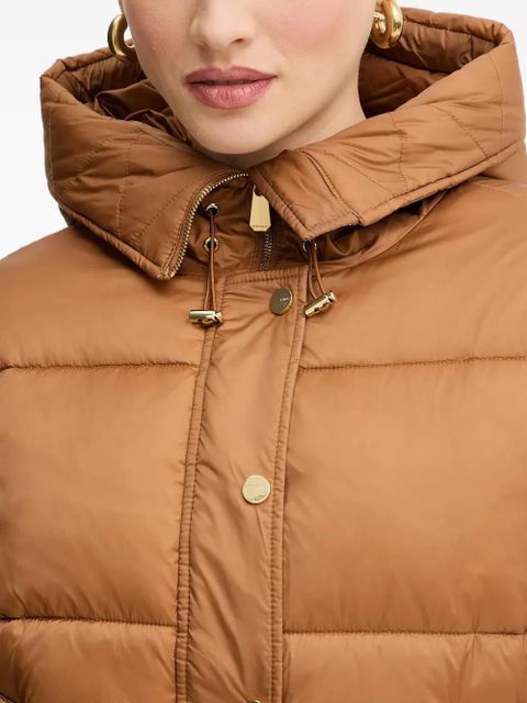 PINKO Love Birds-appliqué padded puffer jacket - Orange