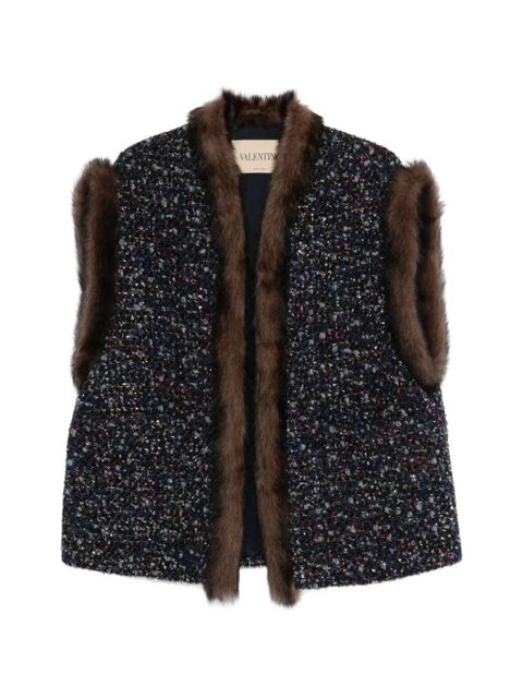 Valentino Garavani fur-trim gilet - Blue - zdjęcie produktu nr 1