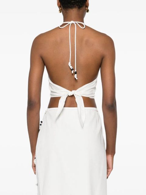 SIR. Azura halter-neck tie top - White
